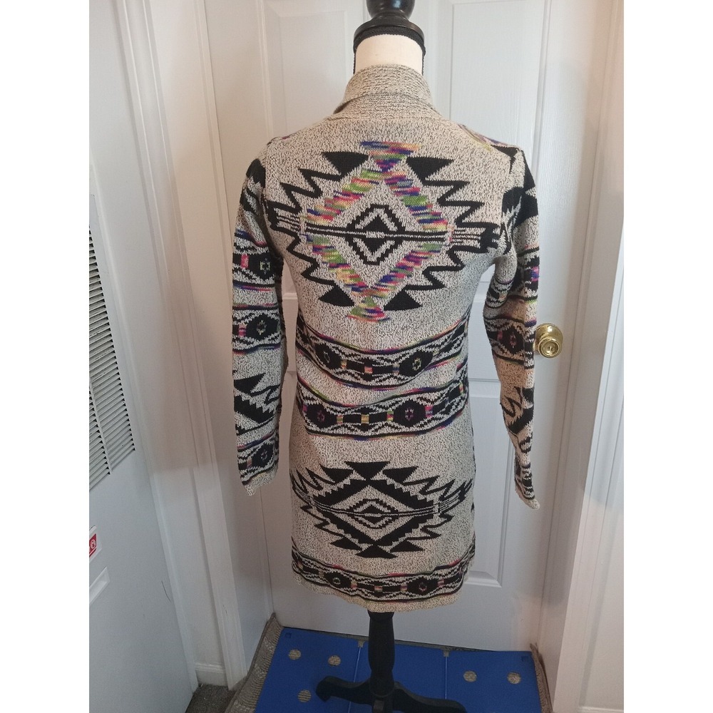 Gorgeous Northern Angel Size Small Aztec Print Long Line Open Cardigan Sweater